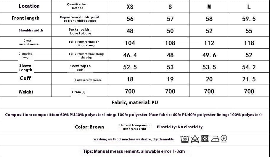 European And American Street Fashion Casual Artificial Leather Jacket Coat