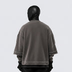 Long-sleeve Washed Vintage Fake Two-Piece Dyed American Streetwear T-Shirt