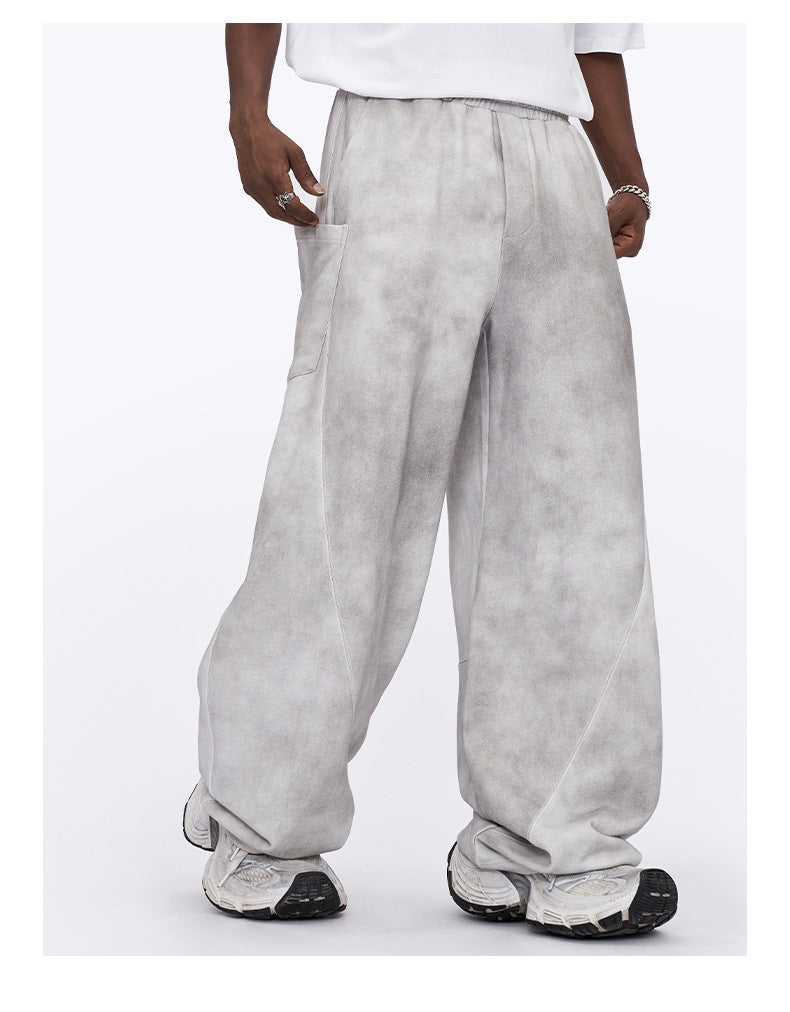 Urbansuitup Teenagers High Street Wear Pants - Loose Fit Gray Cotton Wide-Leg Trousers - urbansuitup