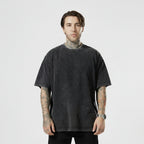 Men's Summer Retro Streetwear Loose Short-Sleeve Black Colour