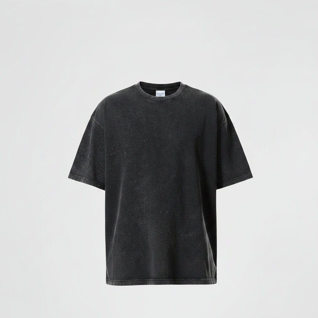 Men's Summer Retro Streetwear Loose Short-Sleeve Black Colour